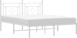 vidaXL - Bedframe - met - hoofdbord - metaal - wit - 150x200 - cm