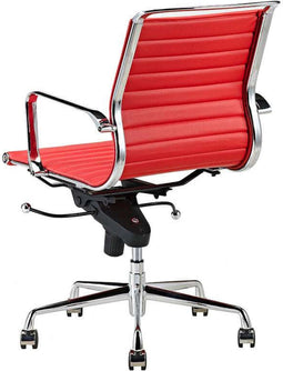 Feel Home - Lage design bureaustoel - Echt leer - Rood