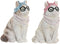 Home ESPRIT - Decoratieve figuren - Kat 13,5 X 13 X 19,5 CM - Blauw Wit Roze (2 stuks)