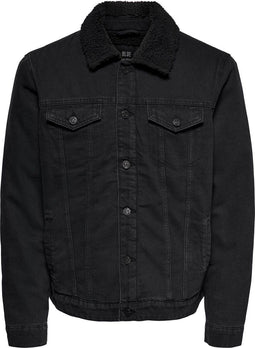 ONLY & SONS ONSLOUIS LIFE JACKET - Sherpa spijkerjas - Knoopsluiting - Zwart