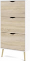 Schoenenkast - Wit/Eiken - 12 paar - Uitlopende massief houten voet - 70,2 x 23,9 x 138,9 cm