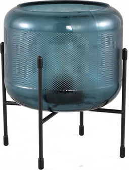 PTMD Fenna Tafellamp - H21 x Ø18 cm - Glas & Ijzer - Turquoise