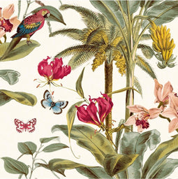 DUTCH - WALLCOVERINGS - Behang - Tropical - Palm - groen - en - roze