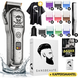 Sansbeauté Barber Edition PRO - Draadloze Tondeuse - 10 opzetkammen - Waterproof - Zilver