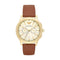 Emporio Armani Heren Horloge - Chronograaf 42 mm - Bruine leren band - Crème wijzerplaat