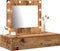 vidaXL - Wandmakeuptafel - met - LED-verlichting - - - Oude - Hout