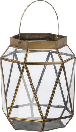 Lykta 23 x 23 x 27 cm Kaarshouder Kristal Gouden Metaal