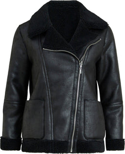 VILA VILIST L/S 2IN1 FAUX SHEARLING JACKET - Dames Jas - Lange puffer met grote kraag - Maat 42