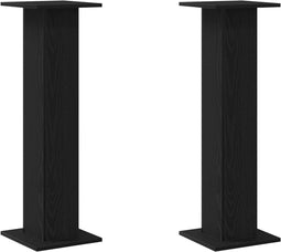 vidaXL - Plantstandaard - 2 - stuks - Zwart - Eiken - 30x30x95 - cm - Bewerkt - Hout