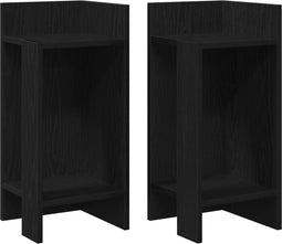 vidaXL - Bijzettafels - 2 - st - met - plank - 25,5x27x60 - cm - zwart