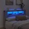 Hoofdeinde met LED 160x18,5x103,5 cm bewerkt hout betongrijs