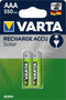 Varta Recharge Accu Solar - AAA (HR03) Oplaadbare Batterijen 550 mAh - Zilver (2 stuks)
