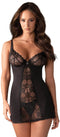 Obsessive Heartina Chemise met String - Erotische jurk - Maat L/XL - Zwart