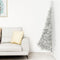 vidaXL - Kunstkerstboom - half - met - standaard - 180 - cm - PET - zilverkleurig