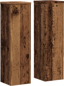vidaXL - Plantenstandaards - 2 - st - 17x17x60 - cm - bewerkt - hout - oud - houtkleurig