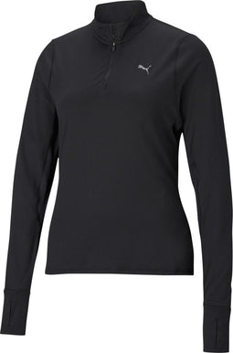 PUMA RUN FAVORITE 1/4 ZIP W - Dames Sporttrui - Opstaande kraag - Zwart - Maat XL