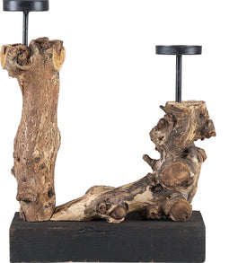 Beliani FLORES - Kandelaar - Lichte houtkleur - Massief hout