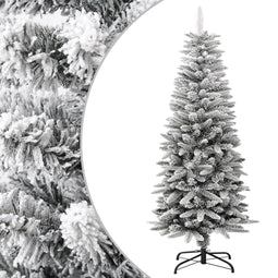 vidaXL - Kunstkerstboom - met - sneeuw - smal - 120 - cm - PVC - en - PE