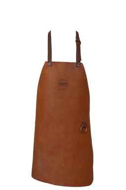 Crowd Cookware - Leren Schort - Duurzaam leer met handdoekring - Cognackleur - 80 x 45 cm