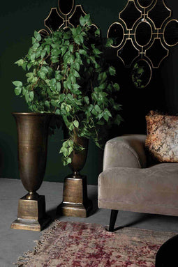 PTMD Daymen Ronde Vaas Op Voet - H94 x Ø38 cm - Aluminium - Brons