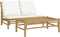 vidaXL - 2-delige - Loungeset - met - kussens - bamboe - crèmewit