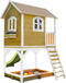 AXI Sarah Speelhuis in Bruin/Wit - Met Verdieping, Limoen Groene Glijbaan en Zandbak - Speelhuisje voor de tuin / buiten - FSC hout - Speeltoestel voor kinderen