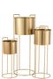 J-Line bloempot Op Voet - metaal - goud - Ø 28.00 cm - 3 stuks