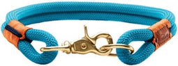 Hunter Oss - Klikhalsband - Dubbellaags touw met leren uiteinden - Blauw