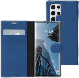 Accezz Samsung Galaxy S22 Ultra - Wallet Softcase Bookcase - 3 pashouders - Donkerblauw