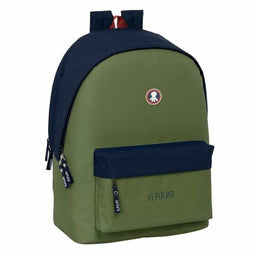 El Pulpo - Schoolrugzak - USB aansluiting - Marineblauw Kaki 31 x 44 x 18 cm