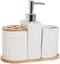 Badset Home ESPRIT Wit Natuurlijk Bamboe Dolomite 19,5 x 10 x 19 cm