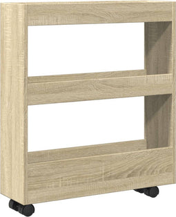 vidaXL - Opbergtrolley - smal - 3-laags - bewerkt - hout - sonoma - eikenkleurig