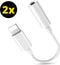 2x Jack Aux geschikt voor iPhone - 8-pins naar aux - Geschikt voor Lightning - 3,5 mm adapter - Verloopstukje voor audio oortjes - Audio kabel