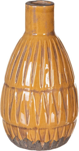 Vaas 14 x 14 x 25,5 cm Keramisch Mosterd