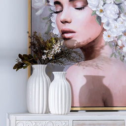 Vaas 16,5 x 16,5 x 32 cm Keramisch Wit