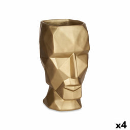 Vaas 3D Gezicht Gouden Polyresin 12 x 24,5 x 16 cm (4 Stuks)
