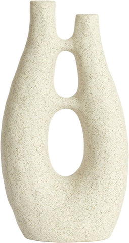 Vaas deco 22x11x41 cm KATHA keramiek mat crème