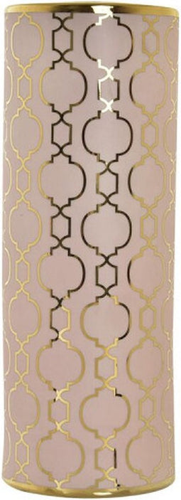Vaas DKD Home Decor 13,5 x 13,5 x 36 cm Porselein Roze Gouden Orientaals Verchroomd