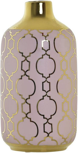 Vaas DKD Home Decor 13 x 13 x 26 cm Porselein Roze Gouden Orientaals Verchroomd