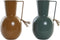 Vaas DKD Home Decor 14.5 x 13 x 24 cm Metaal Oranje Groen Mosterd (2 Stuks)