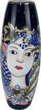 Vaas DKD Home Decor 14 x 14 x 39 cm Gezicht Porselein Blauw Multicolour