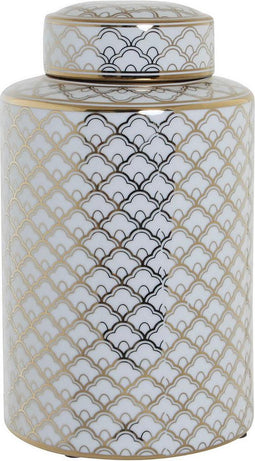Vaas DKD Home Decor 18 x 18 x 30,5 cm Porselein Gouden Wit