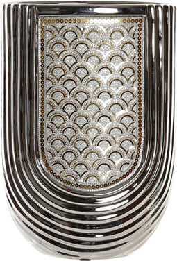 Vaas DKD Home Decor 21 x 11 x 31 cm Zilverkleurig Gouden Keramiek