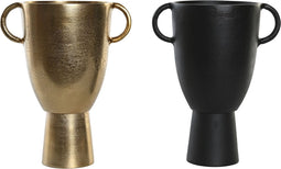Vaas DKD Home Decor 23 x 16 x 29 cm Zwart Gouden Aluminium Modern (2 Stuks)