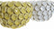 Vaas DKD Home Decor 24,5 x 24,5 x 17 cm Wit Keramiek Modern Met reliëf Mosterd (2 Stuks)