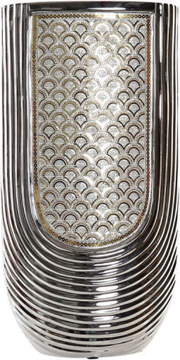 Vaas DKD Home Decor 24 x 13 x 47 cm Zilverkleurig Gouden Keramiek
