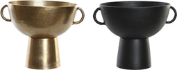 Vaas DKD Home Decor 34 x 28 x 26 cm Zwart Gouden Aluminium Modern (2 Stuks)
