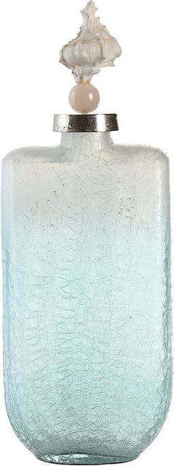 Vaas DKD Home Decor 9 x 17 x 43 cm Kristal Blauw Aluminium Schelp Mediterrane