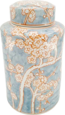 Vaas DKD Home Decor Porselein Blauw Oranje 18 x 18 x 30 cm Orientaals