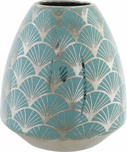 Vaas DKD Home Decor Porselein Turkoois Orientaals Verchroomd 16 x 16 x 18 cm